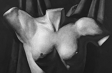 Female Torso with Drapery - Classical realism in Singapore contemporary art scene. Beautiful artwork by Singapore contemporary artist