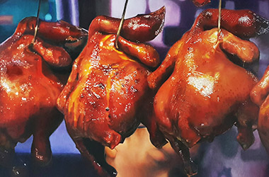 contemporary realism painting of Hawker Chan Soya Chicken