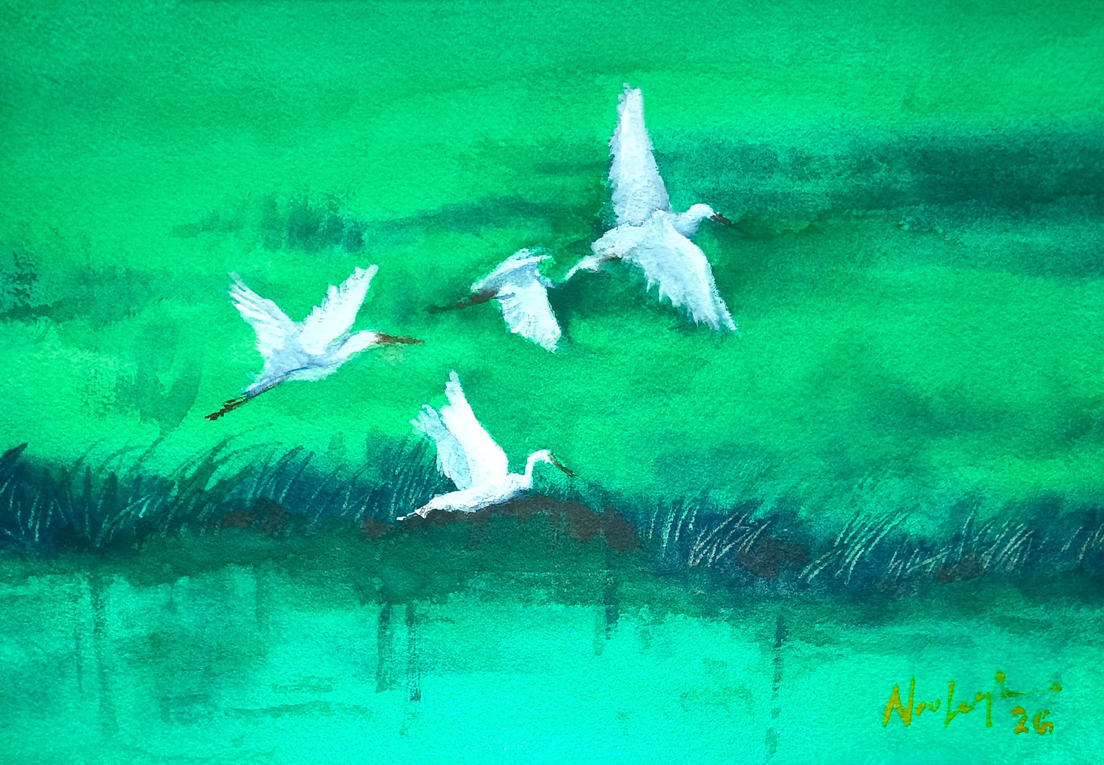Motion — watercolour artwork by Lezlie Neo
