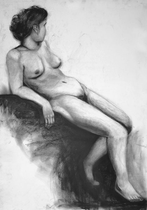 Charcoal on paper, 100 x 70 cm