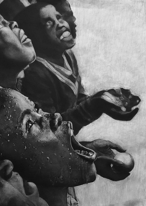Charcoal on paper, 100 x 70 cm